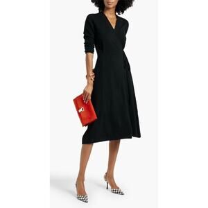 Arch4 Florentina Cashmere Knit Midi Wrap Dress Black - XS